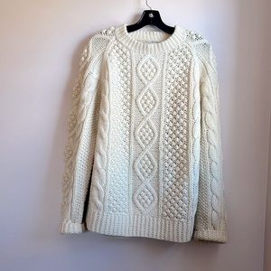 Vintage wool blend cable knit sweater in cream XL